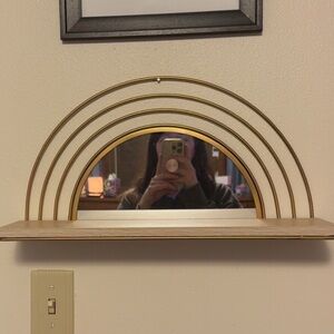 Gold Metal Rainbow Wall Shelf Mirror